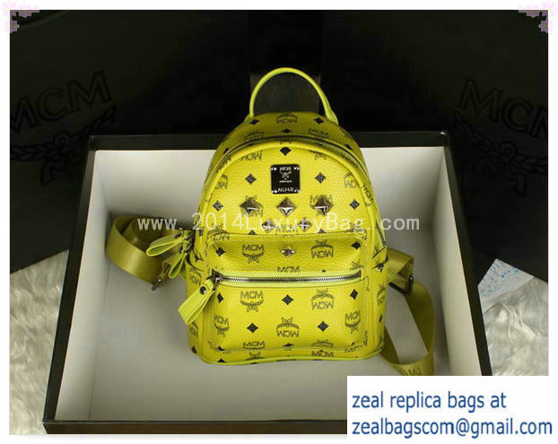 High Quality Replica MCM Stark Backpack Medium in Calf Leather 8003 Lemon - Click Image to Close